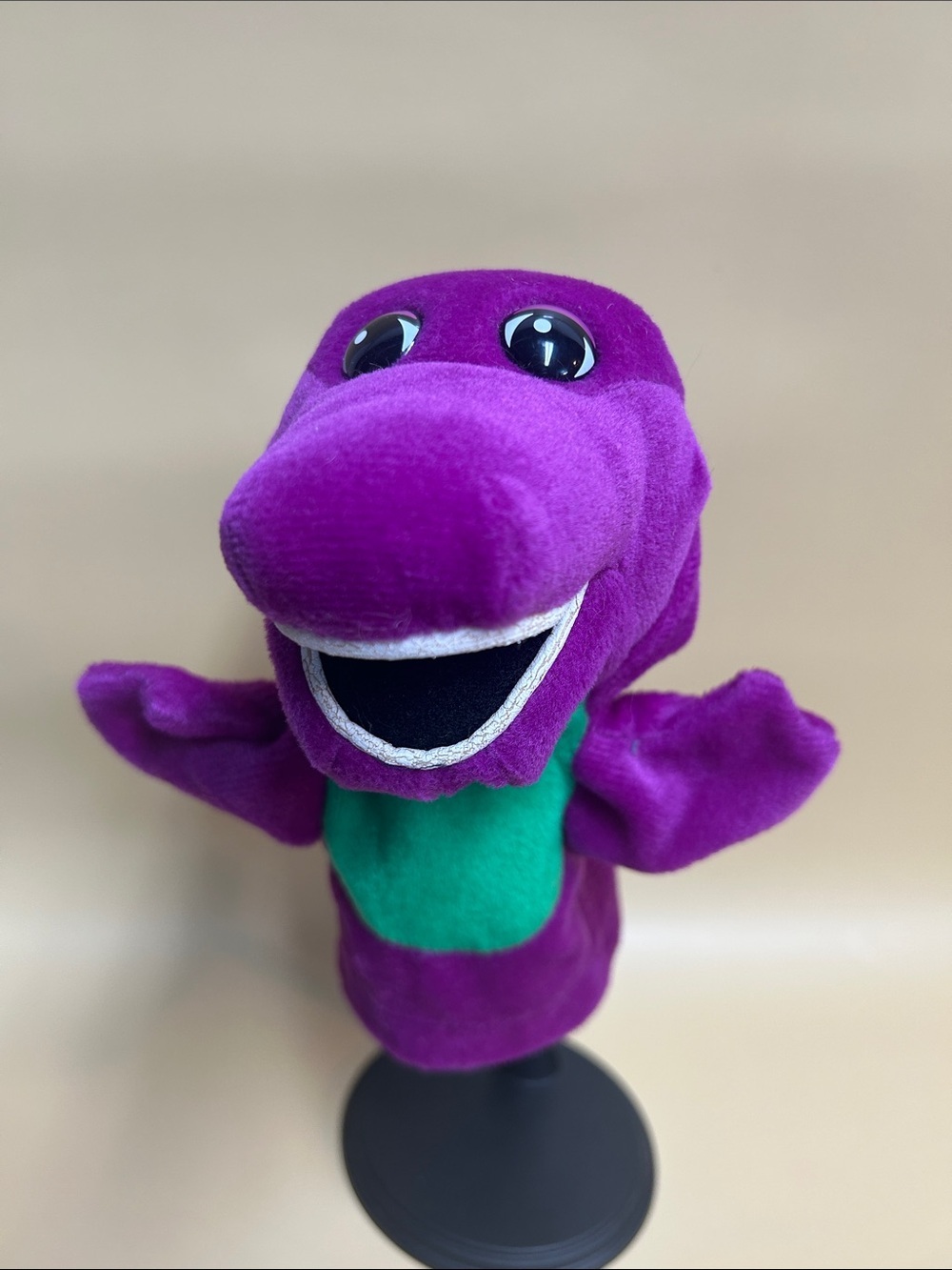 Vintage Barney The Dinosaur Hand Puppet Kids Plush 9" 90s